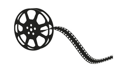 Obraz premium old film strip a minimalist flat design of a black movie film reel logo icon silhouette vector illustration on white background