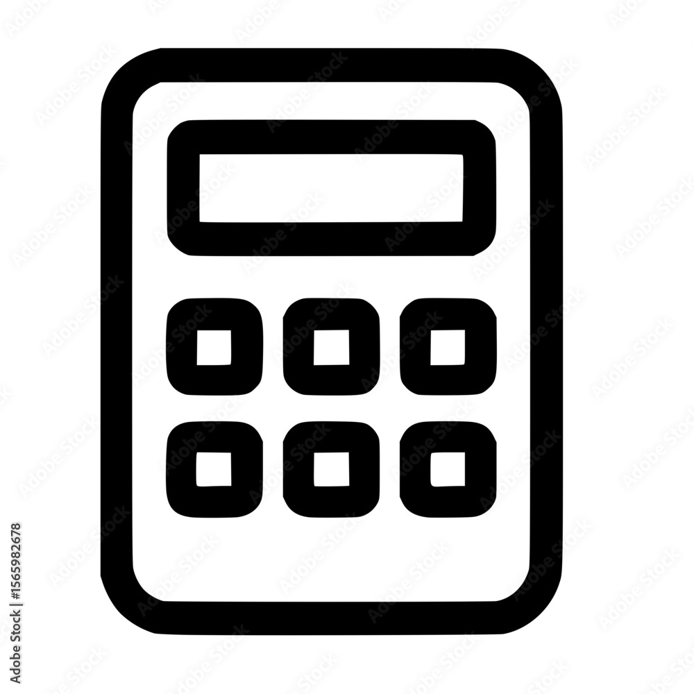 Poster simple outline calculator machine icon for financial and mathematical calculation