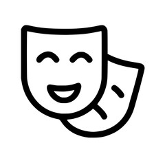 Simple Line Art Comedy and Tragedy Mask Drama Entertainment Icon