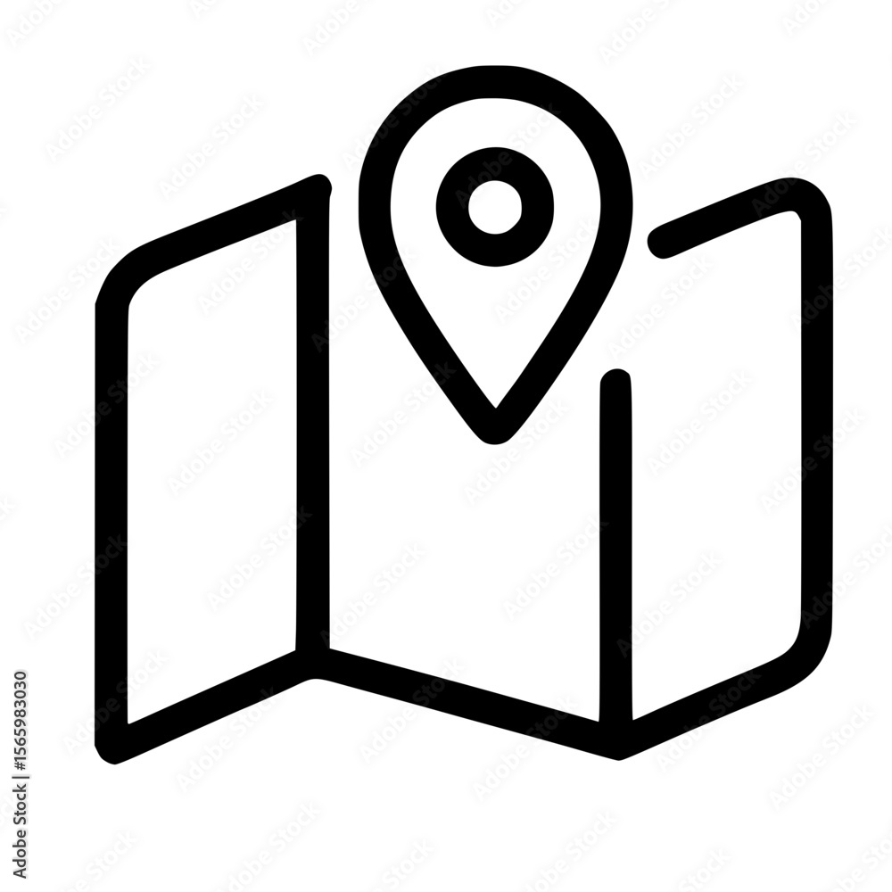 Poster line art simple map location pointer place navigation icon