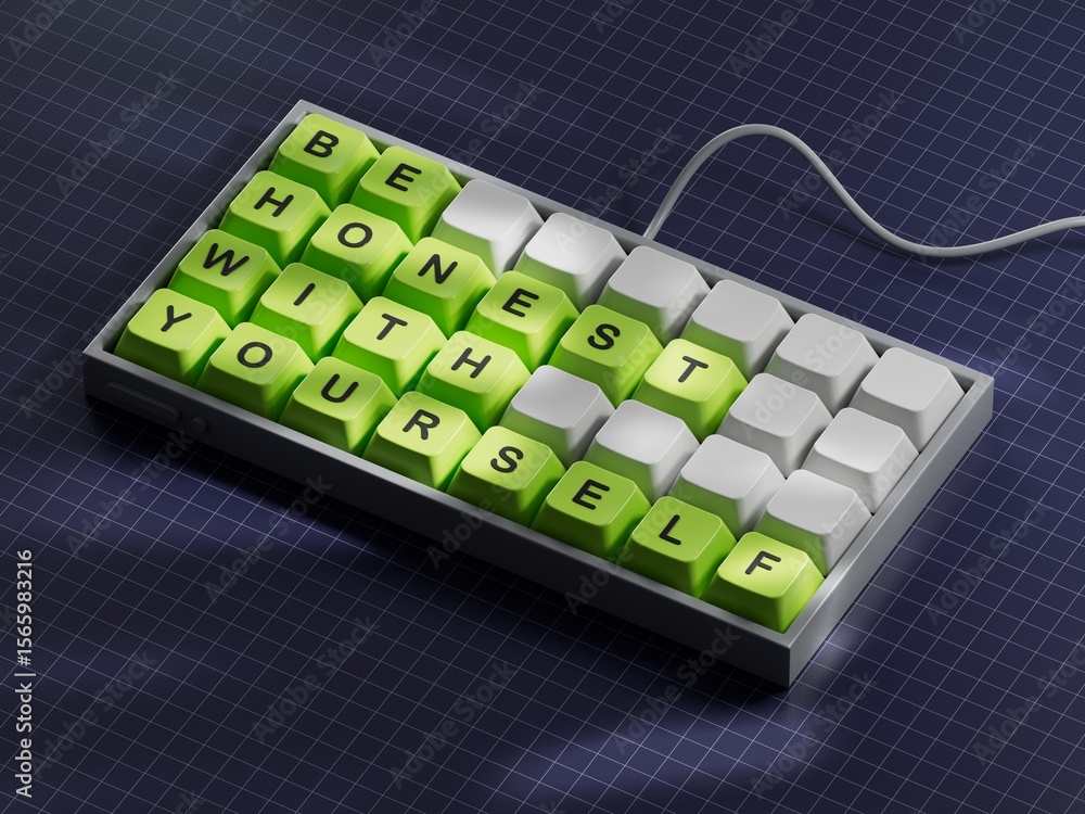 Fototapete be honest with yourself symbol. computer keyboard keys with words be honest with yourself. be honest