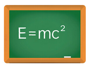 Energy equation E equals mc squared formula representing mass-energy equivalence isolated on white background
