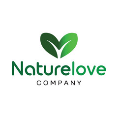Naturelove Company Logo – Green Leaf Heart Symbol for Eco-Friendly and Sustainable Branding.