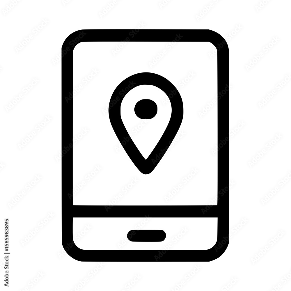 Poster outline simple mobile phone location pointer icon design element