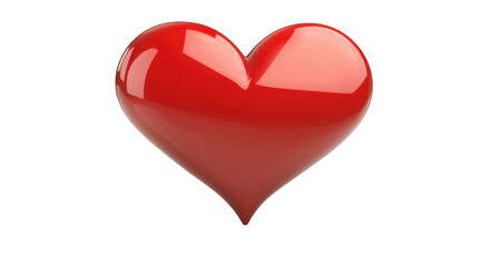A single red glossy heart on white background 
