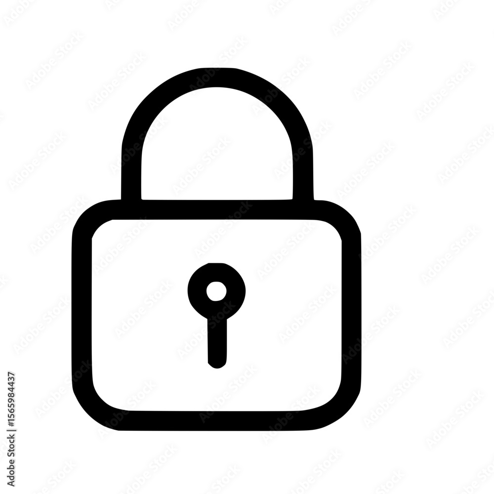 Poster minimalist outline padlock simple icon lock secure symbol element