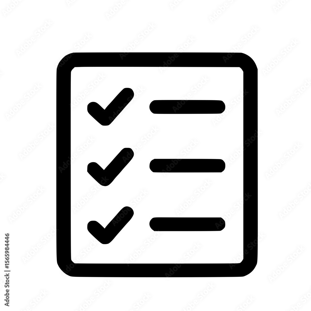 Poster simple line checklist task document note list information icon