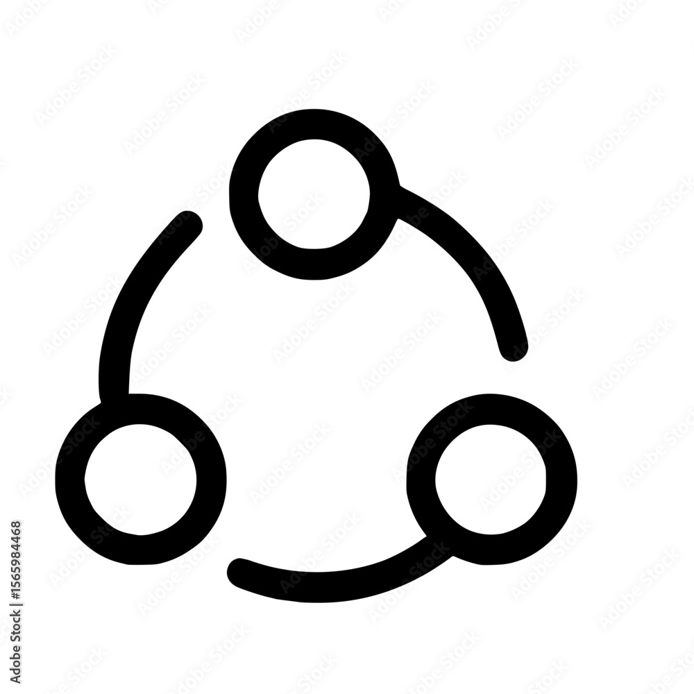 Poster simple outline round connection diagram network concept black icon design