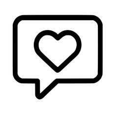 Simple Outline Heart in Speech Bubble Social Media Icon