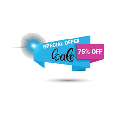 75 off sale Special offer labels vector_