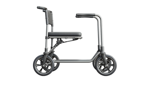 Silver Rollator Walker 3d rendered, isolated on transparent background