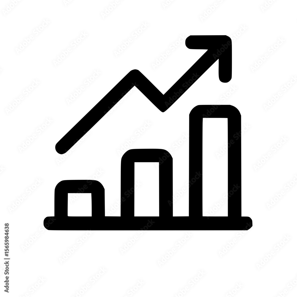 Poster outline simple bar chart graph arrow up statistic icon
