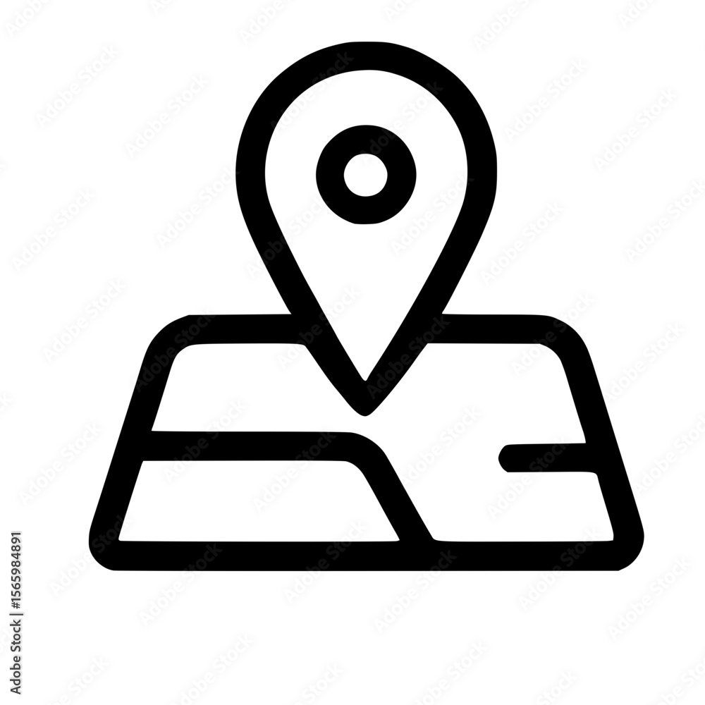 Poster simple line style detailed location pin on map navigation icon