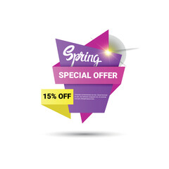 Spring 15 off Special offer labels vector