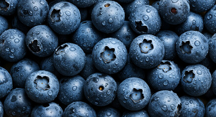 Fresh Ripe Blueberries with Water Drops – Vibrant Close-Up of Forest Fruit