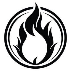 Fire circle realistic black outline vector icon design on white background