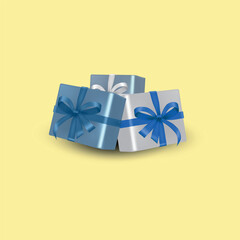 Set of Gift boxes with ribbon vector