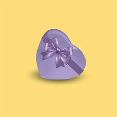 Purple Heart Shaped Gift boxes with ribbon vector 
