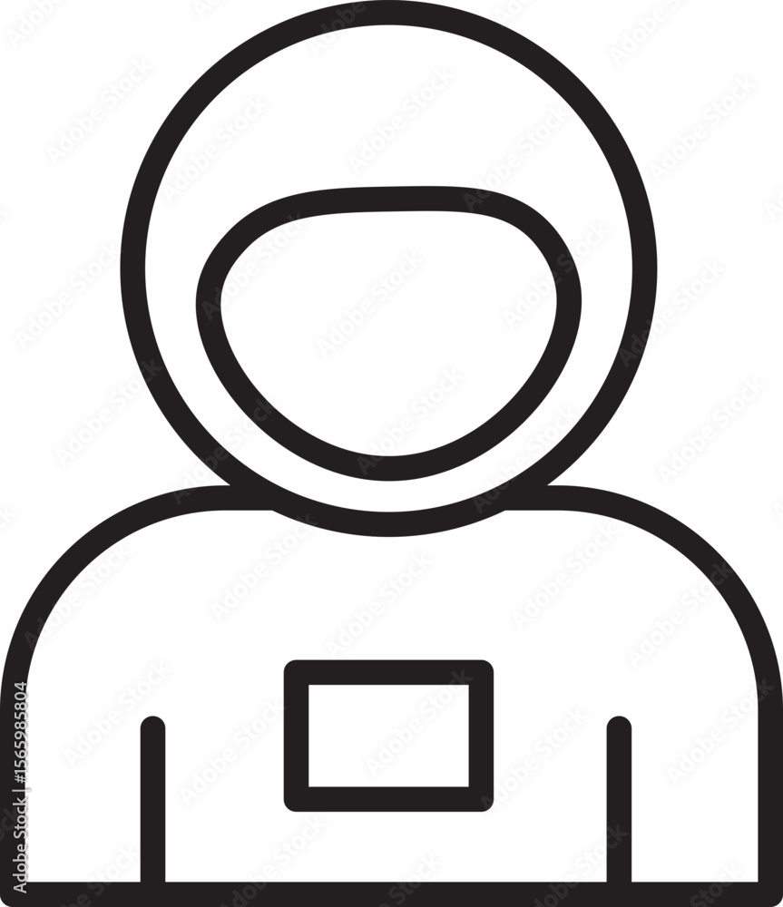 Poster astronaut helmet suit space outline icon simple black white illustration vector create minimalistic 