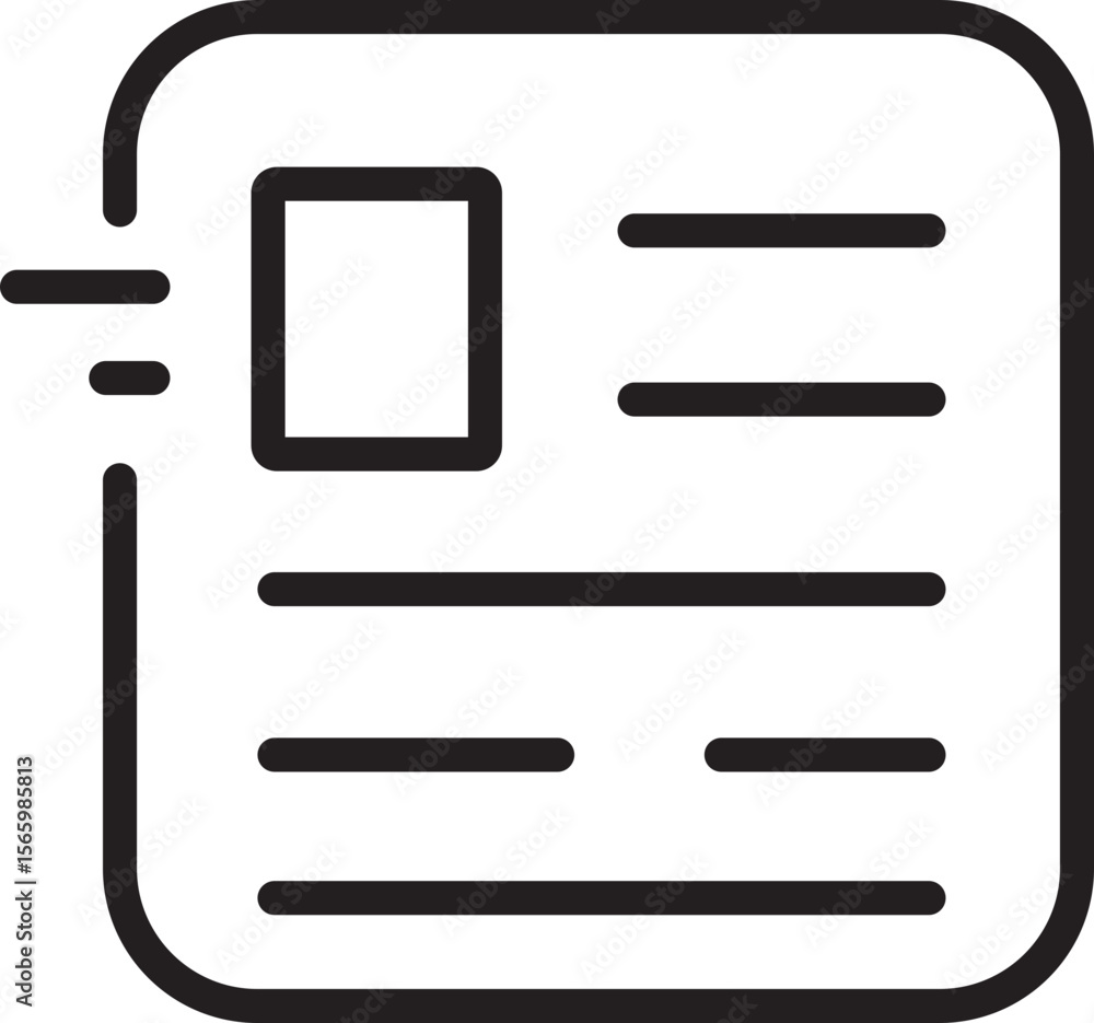 Poster document icon outline black simple minimal isolated vector transparency background rectangular lines