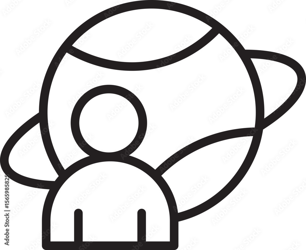 Poster person planet space astronomy orbit cosmic universe exploration science imagination. person icon sta