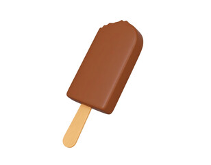 Vanilla ice cream coated with rich chocolate glaze and crunchy toppings isolated on white background