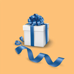 White Gift boxes with blue ribbon vector