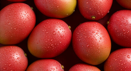Fresh Ripe Mangoes with Water Drops – Vibrant Close-Up of Tropical Fruit