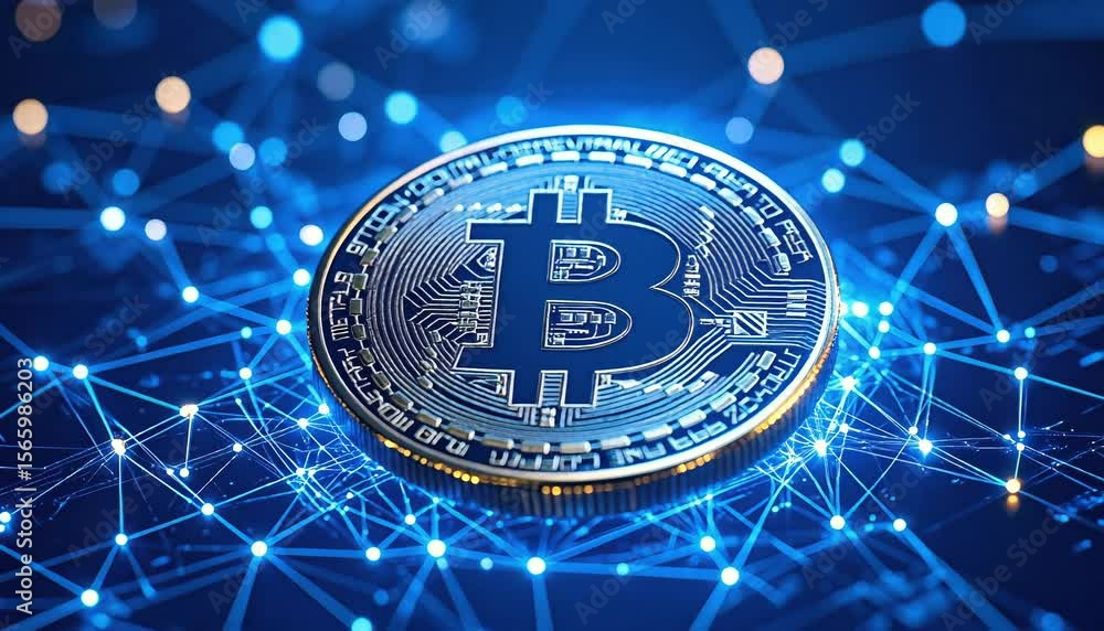 Aufkleber bitcoin cryptocurrency digital network technology blockchain concept