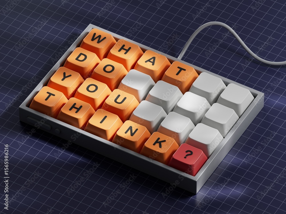 Fototapete what do you think symbol. computer keyboard keys with words what do you think.business and what do y
