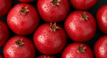 Fresh Ripe Pomegranates with Water Drops – Vibrant Close-Up of Juicy Fruit