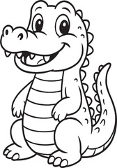 Obraz premium Friendly Cartoon Crocodile Standing Upright – Cute Animal Vector for Kids
