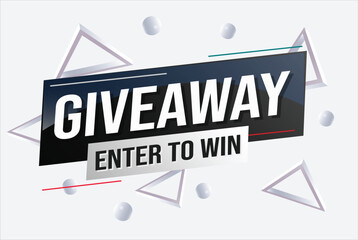 giveaway enter and win word vector illustration blue 3d style for social media landing page, template, ui, web, mobile app, poster, banner, flyer, background, gift card, coupon, label, wallpaper 