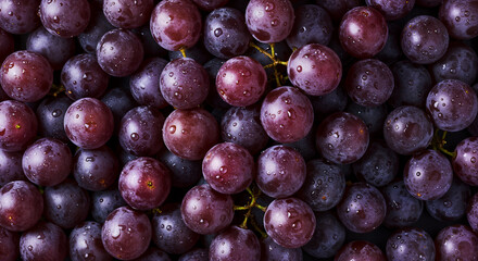 Fresh Ripe Grapes with Water Drops – Vibrant Close-Up of Vineyard Fruit
