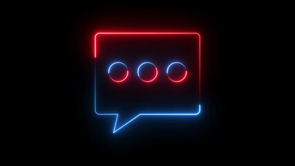 message box icon animation glowing neon red and blue text bubble notification inbox talk answer conversation color sign symbol on black background