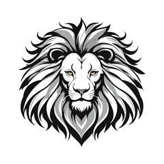 Obraz premium lion head vector illustration Regal Lion Head Mascot Logo – Black and White Vector Symbol of Strength and Leadership