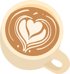 Latte Art Coffee Clipart PNG, Cute Heart Cappuccino Illustration, Pastel Cafe Drink Graphic, Cozy Coffee Lover Design

