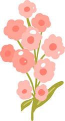 Kawaii Pink Flower Bouquet Clipart PNG, Cute Pastel Floral Graphic, Simple Spring Blossom Illustration, Sweet Hand Drawn Art

