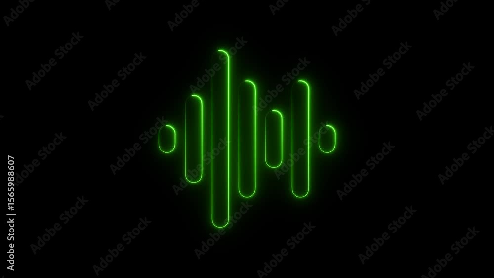 Poster dynamic green neon equalizer visualizer on black background abstract audio waveform animation