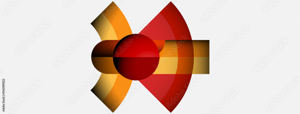 Aufkleber abstract design features vibrant red, orange, yellow hues. geometric shapes overlap creating dynamic