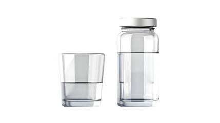 Water Bottle and Glass, isolated on transparent background