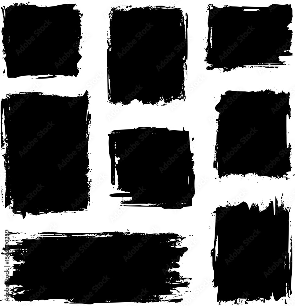 Poster black vector rough edge rectangles. grunge square frames set. jagged edge torn paper background coll