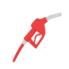 Fuel dispenser petrol nozzle with flexible metal hose and handle isolated on white background
