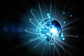 Shiny sphere on black background