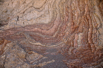 Beautiful mountains with red soil in Khizi. Azerbaijan.