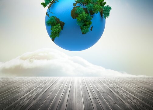 Naklejki Digitally generated earth floating in air