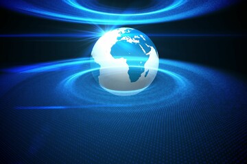 Digitally generated earth with blue light