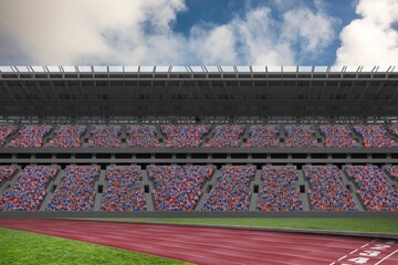 Digitally generated image of running track in stadium