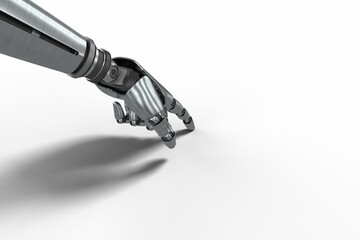 Gray robotic hand pointing