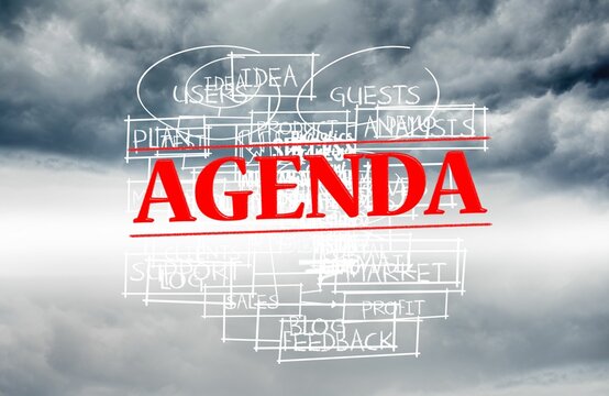 Fototapeta Agenda stamped over words written on sky background